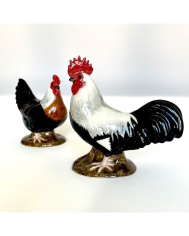 Gallina e gallo di Dorking - Porta sale e pepe Quail Ceramics design da tavola saliera e pepiera