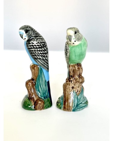 Wellensittich Blau und Grün - Salz und Pfefferstreuer Quail Ceramics  pfeffer steuer salzpfeffersteuer set lustige kaufen