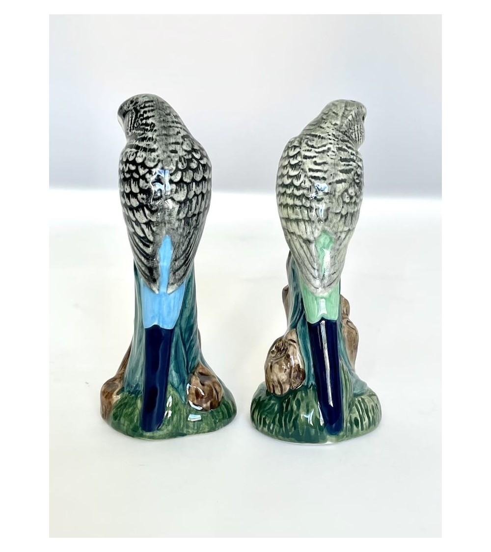 Parrocchetto Blu e verde - Porta sale e pepe Quail Ceramics design da tavola saliera e pepiera