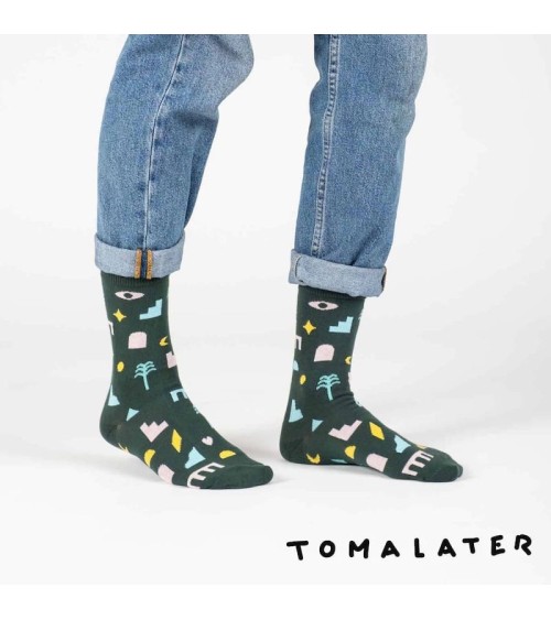 Calzini - Tomalater - Patterns Label Chaussette calze da uomo per donna divertenti simpatici particolari