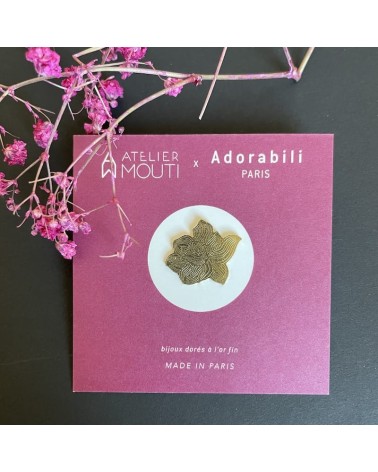Fleur x Atelier Mouti - Pin's doré à l'or fin Adorabili Paris pins rare métal originaux bijoux suisse