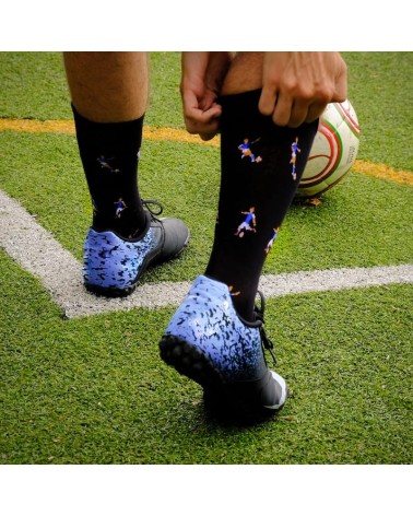 Football - Chaussettes à motifs en coton bio - Noir The Captain Socks jolies chausset pour homme femme fantaisie drole origin...