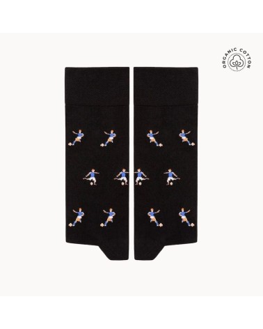 Football - Chaussettes à motifs en coton bio - Noir The Captain Socks jolies chausset pour homme femme fantaisie drole origin...