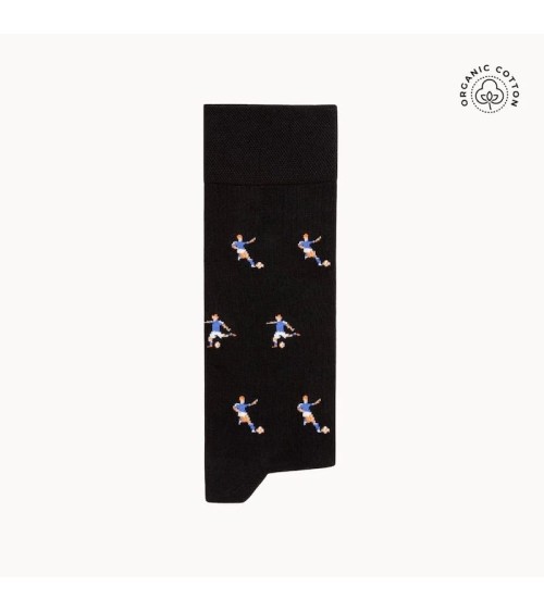 Football - Chaussettes à motifs en coton bio - Noir The Captain Socks jolies chausset pour homme femme fantaisie drole origin...