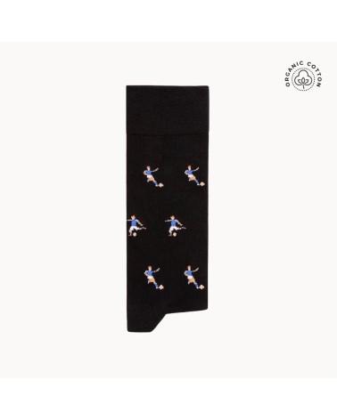 Football - Chaussettes à motifs en coton bio - Noir The Captain Socks jolies chausset pour homme femme fantaisie drole origin...