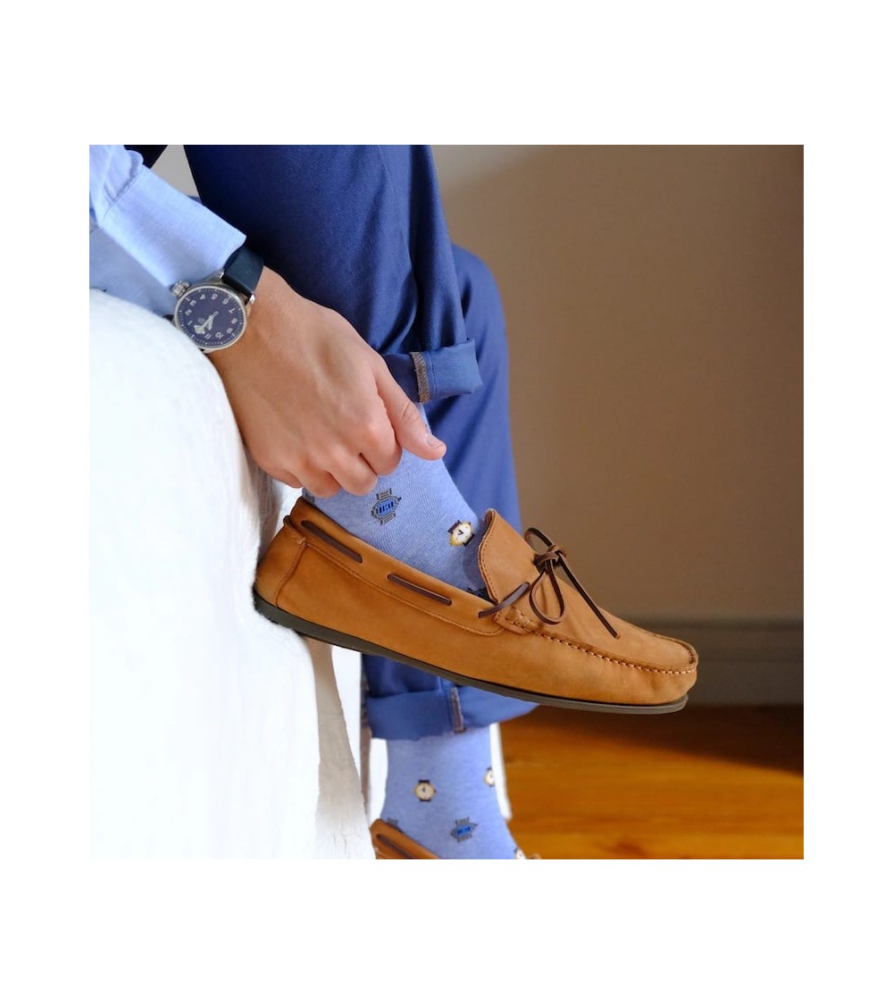 Orologio - Calze divertenti in cotone bio - Blu The Captain Socks calze da uomo per donna divertenti simpatici particolari