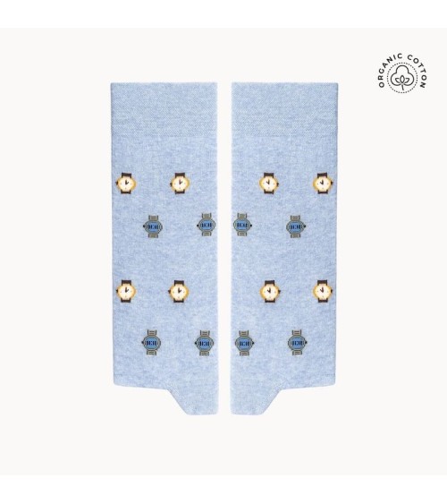 Montre - Chaussettes à motifs en coton bio - Bleu The Captain Socks jolies chausset pour homme femme fantaisie drole originales