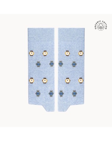 Montre - Chaussettes à motifs en coton bio - Bleu The Captain Socks jolies chausset pour homme femme fantaisie drole originales