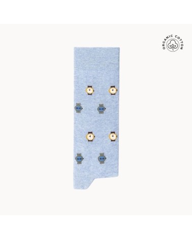 Montre - Chaussettes à motifs en coton bio - Bleu The Captain Socks jolies chausset pour homme femme fantaisie drole originales