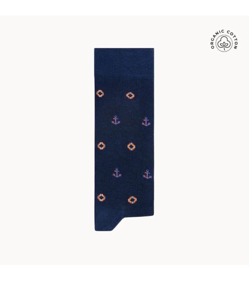Bateau - Chaussettes à motifs en coton bio - Bleu The Captain Socks jolies chausset pour homme femme fantaisie drole originales