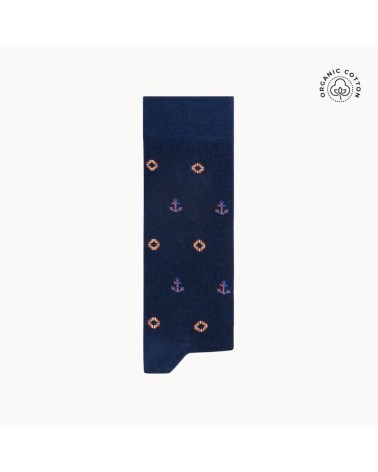 Bateau - Chaussettes à motifs en coton bio - Bleu The Captain Socks jolies pour femme originales pour homme chausset rigolote...