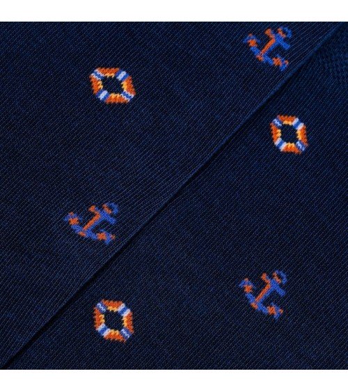 Bateau - Chaussettes à motifs en coton bio - Bleu The Captain Socks jolies pour femme originales pour homme chausset rigolote...