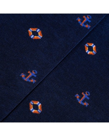 Bateau - Chaussettes à motifs en coton bio - Bleu The Captain Socks jolies pour femme originales pour homme chausset rigolote...
