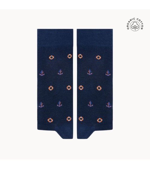 Bateau - Chaussettes à motifs en coton bio - Bleu The Captain Socks jolies pour femme originales pour homme chausset rigolote...