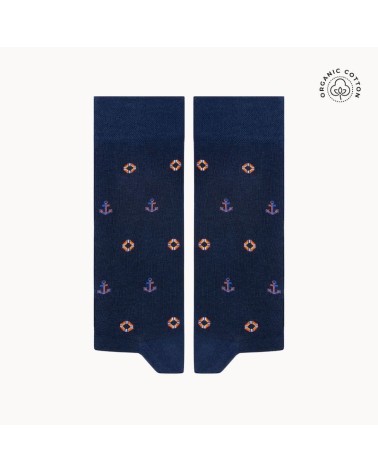 Bateau - Chaussettes à motifs en coton bio - Bleu The Captain Socks jolies chausset pour homme femme fantaisie drole originales