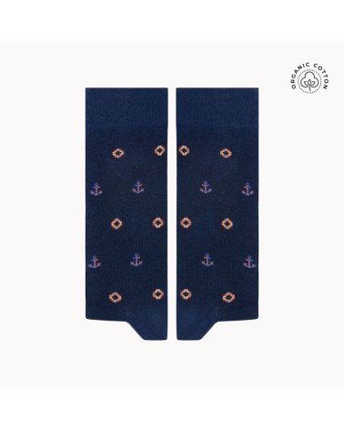 Bateau - Chaussettes à motifs en coton bio - Bleu The Captain Socks jolies pour femme originales pour homme chausset rigolote...