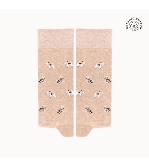 Chiens - Chaussettes à motifs en coton bio - Beige The Captain Socks jolies pour femme originales pour homme chausset rigolot...