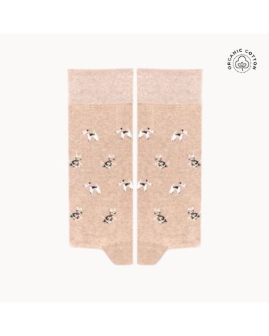 Chiens - Chaussettes à motifs en coton bio - Beige The Captain Socks jolies pour femme originales pour homme chausset rigolot...