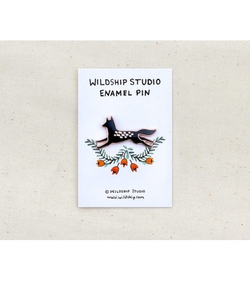 Pin's - Loup Noir Wildship Studio pins rare métal originaux bijoux suisse
