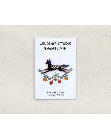 Pin's - Loup Noir Wildship Studio pins rare métal originaux bijoux suisse