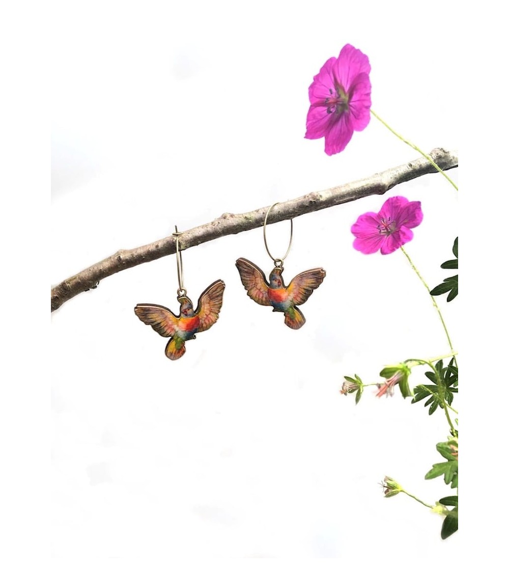 Pink cockatoo - Pendant earrings Fen & Co cute fashion design designer for women