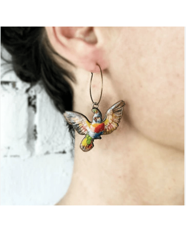 Pink cockatoo - Pendant earrings Fen & Co cute fashion design designer for women