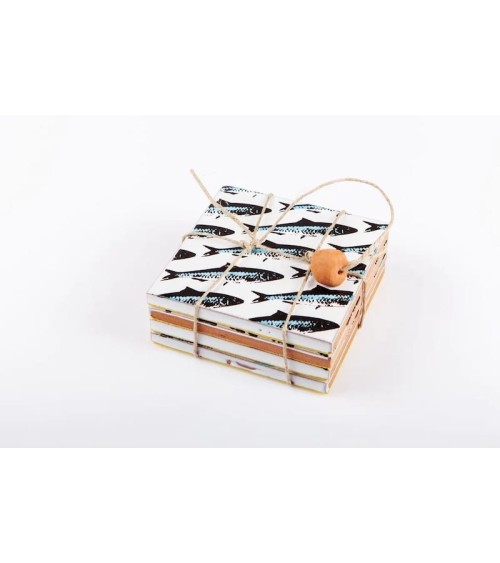 Sardines - Ceramic coasters Bussoga glass round drink design