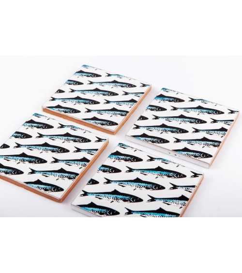 Sardines - Ceramic coasters Bussoga glass round drink design