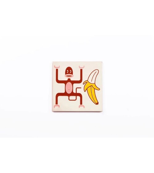 Singe et banane - Sous plat en céramique Bussoga original suisse