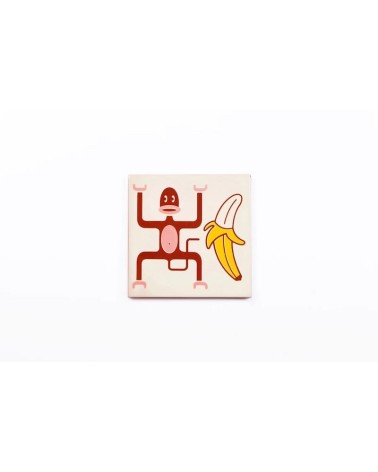 Singe et banane - Sous plat en céramique Bussoga original suisse