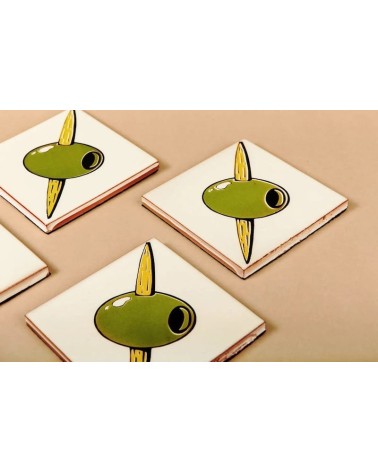 Olives - Sous verre en céramique Bussoga dessous de repose design originaux