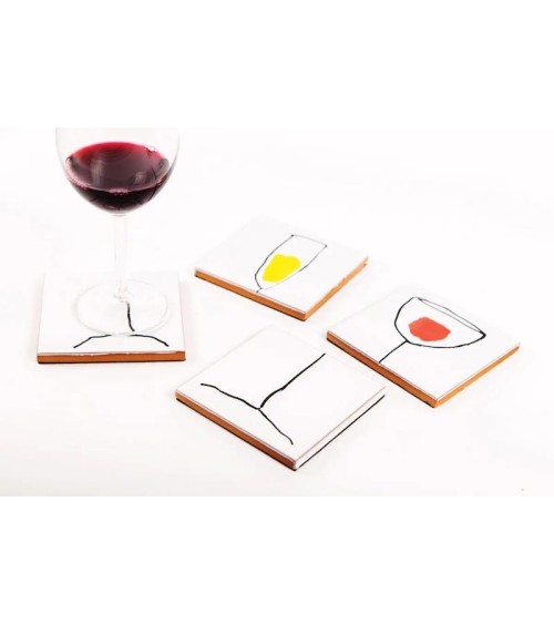 Wine Glasses - Ceramic coasters Bussoga glass round drink design
