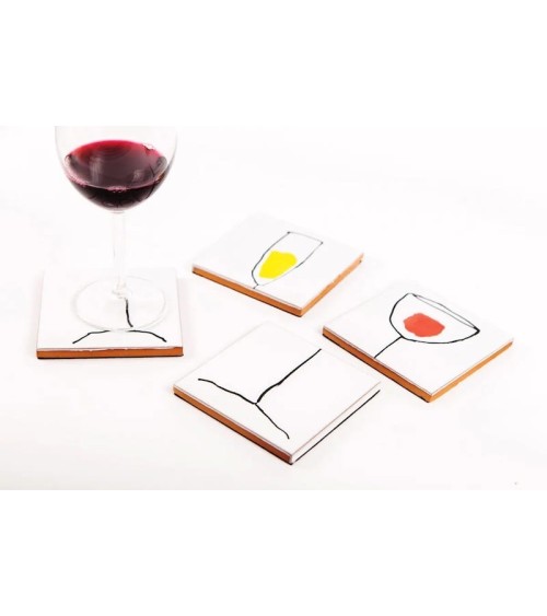 Bicchieri da vino - Sottobicchieri in ceramica Bussoga sotto bicchierri originali lavabili