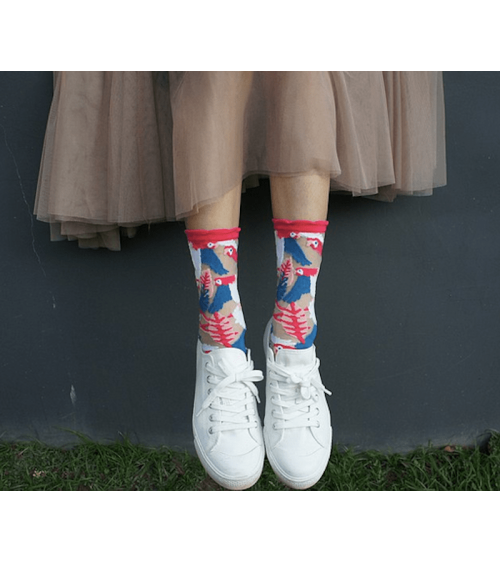 Chaussettes transparentes - Perroquet - Rose Paperself jolies chausset pour homme femme fantaisie drole originales