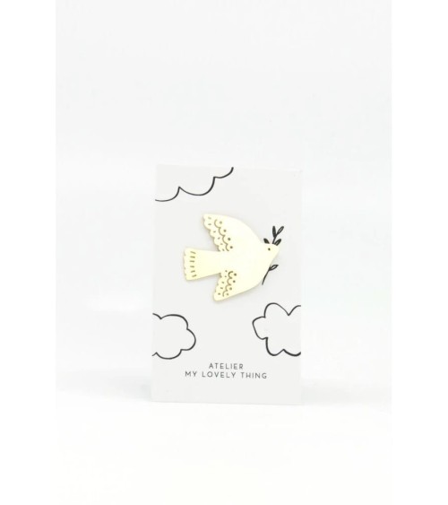 Colombe - Pin's en laiton doré My Lovely Thing pins rare métal originaux bijoux suisse