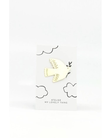 Colombe - Pin's en laiton doré My Lovely Thing pins rare métal originaux bijoux suisse