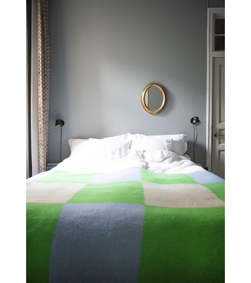 POP Green - Wool and cotton blanket Brita Sweden best for sofa throw warm cozy soft