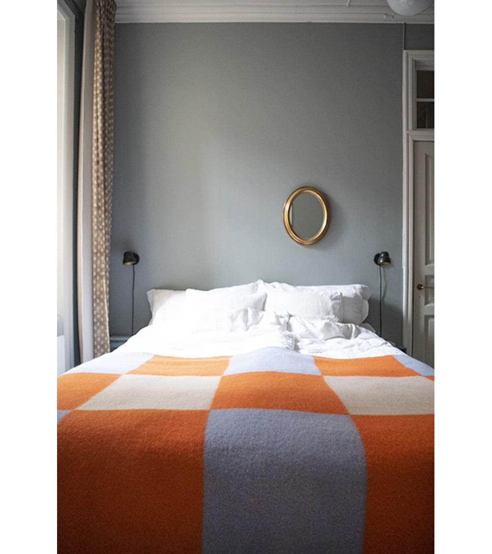 POP Orange - Couverture en laine et coton Brita Sweden plaide pour canapé de lit cocooning chaud