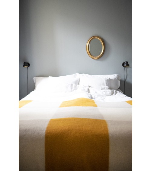 POP Yellow - Wool and cotton blanket Brita Sweden best for sofa throw warm cozy soft