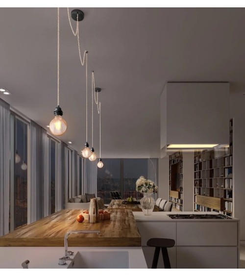 HANG-2 Ficelle - Lampe suspension luminaire, plafonnier 2 fils Hoopzi Kitatori Suisse