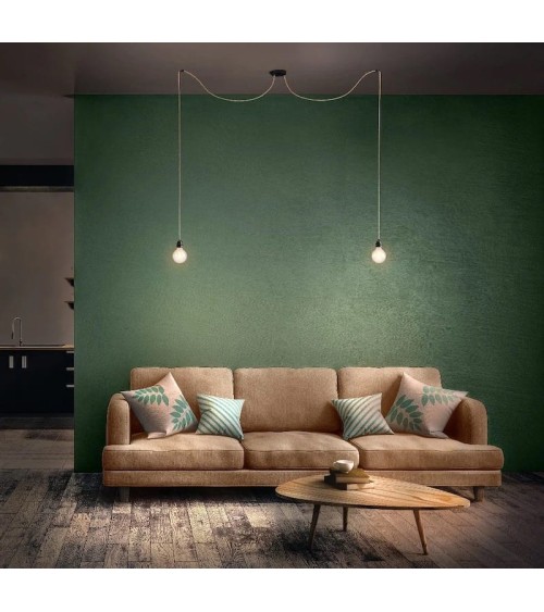 HANG-2 Ficelle - Lampe suspension luminaire, plafonnier 2 fils Hoopzi Kitatori Suisse