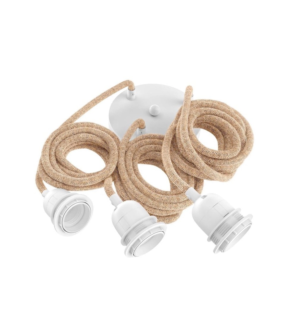 HANG-3 Ficelle - Lampe suspension luminaire, plafonnier 3 fils Hoopzi Kitatori Suisse