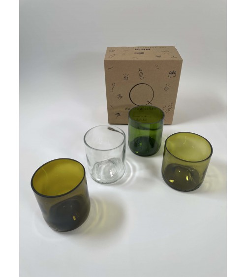 Short Drink Glas (x4) - Gemischt Q de Bouteilles spezielle schöne farbige Trinkgläser Weingläser spülenmaschinenfest kaufen