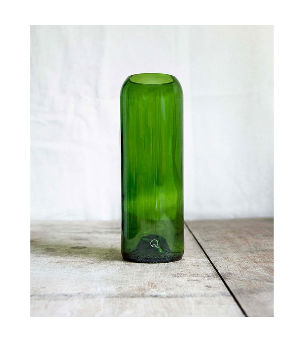 Vase en verre vert - Débattre Q de Bouteilles design fleur décoratif original kitatori suisse