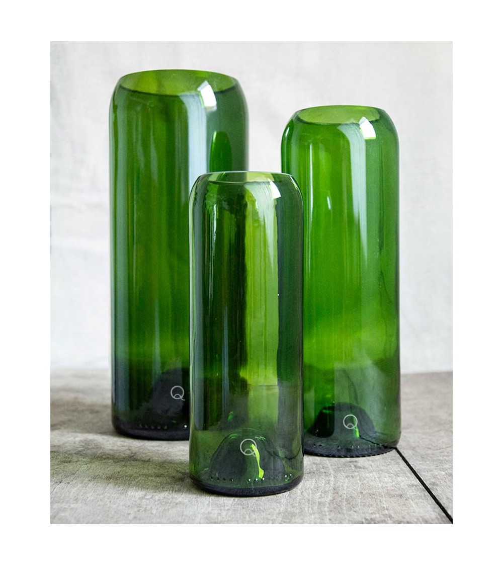 Vase en verre vert - Débattre Q de Bouteilles design fleur décoratif original kitatori suisse
