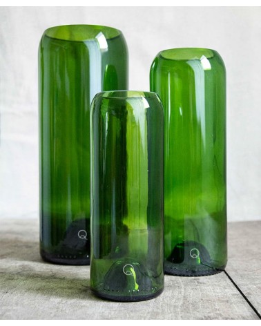 Vase en verre vert - Débattre Q de Bouteilles design fleur décoratif original kitatori suisse