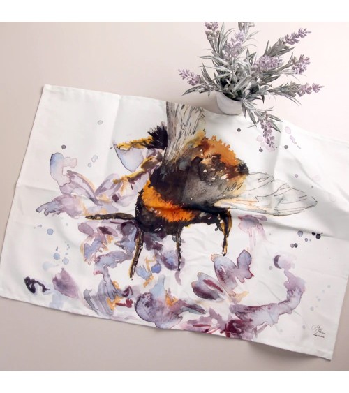 Tea Towel - Bee on Heather Meg Hawkins Art Tea Towel design switzerland original