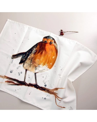 Serviette de cuisine - Rouge-gorge Meg Hawkins Art torchon vaisselle qualité serviette haut de gamme beaux essuie main originaux