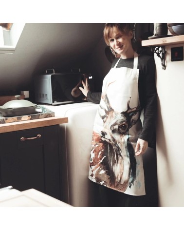 Tablier de cuisine - Cerf Meg Hawkins Art personnalisé femme chic homme original cuisinier patissier barbecue