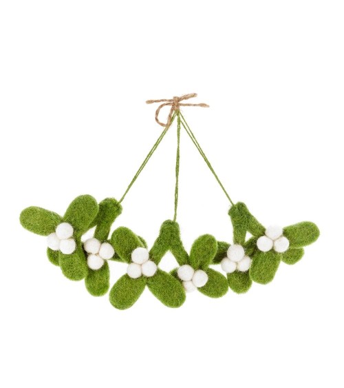 Handmade Felt Mistletoe Sprig - Hanging Christmas Decor Felt so good Christmas decorations design switzerland original